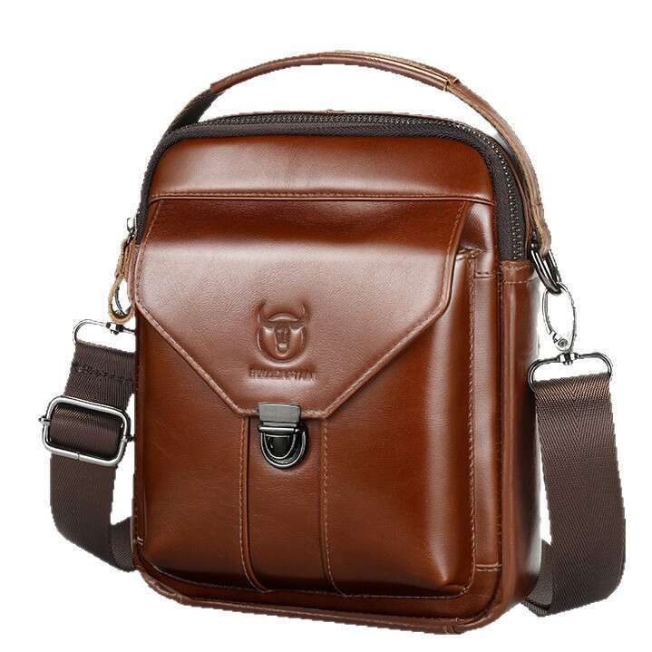 Captain Cow Goods Top Layer Cowhide Single Shoulder Crossbody Bag Genuine Leather Men Inch Ipad High End Multifunctional