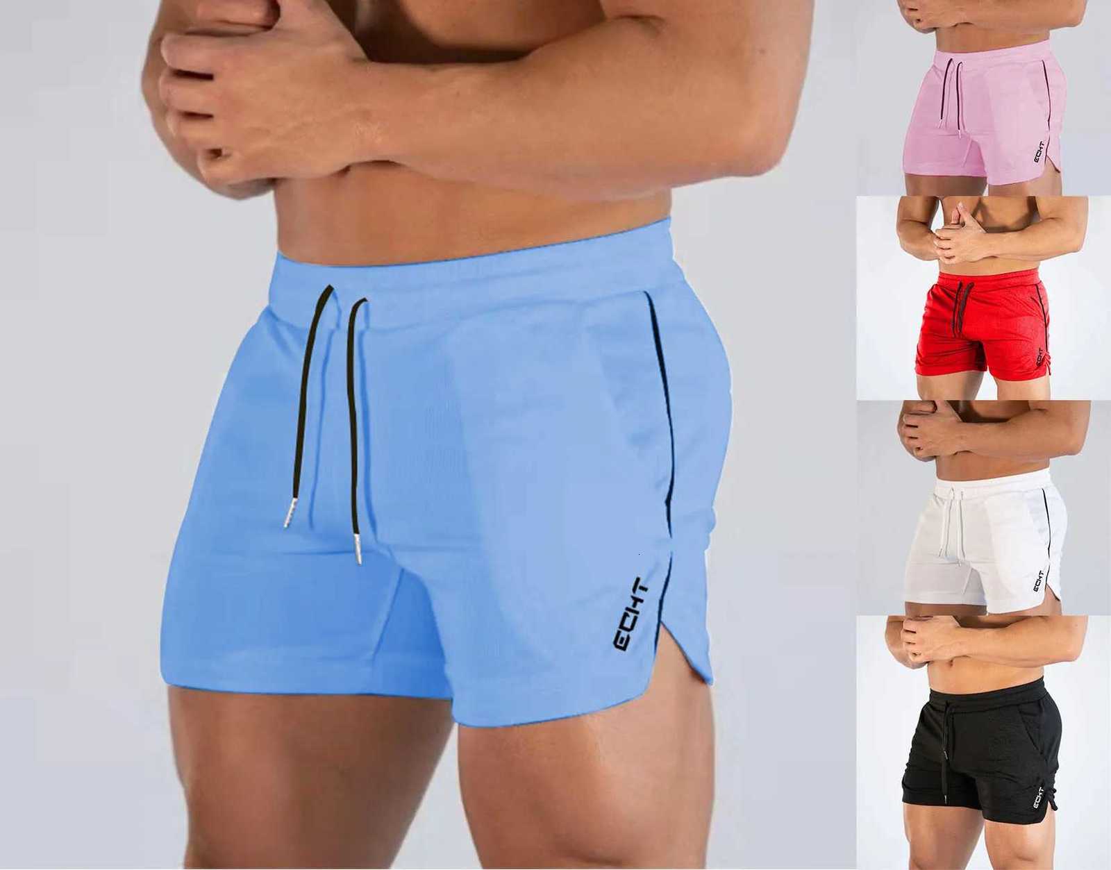 2024 New Fitness Big Muscle Man Fitness Slim Shorts Run And Train On The Beach With Pull Rope And Three Point Fitness ShortsXJ251025