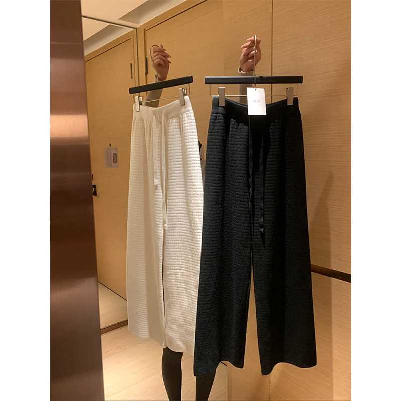 Fleece Knitted Wide Leg Pants Women Fashion Streetwear Black Baggy Pants Winter Ladies Korean Warm Casual Straight Trousers NewT251025