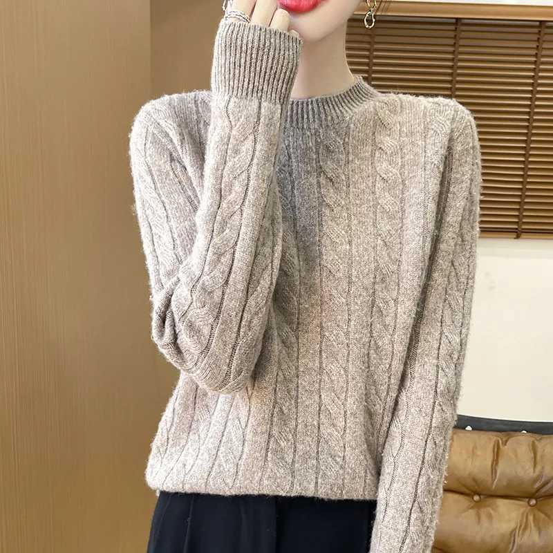 Womens Autumn And Winter 100 Merino Wool Knitted Sweater Firstline Ready To Wear Fashion Round Neck Sweater Warm Casual TopT251025