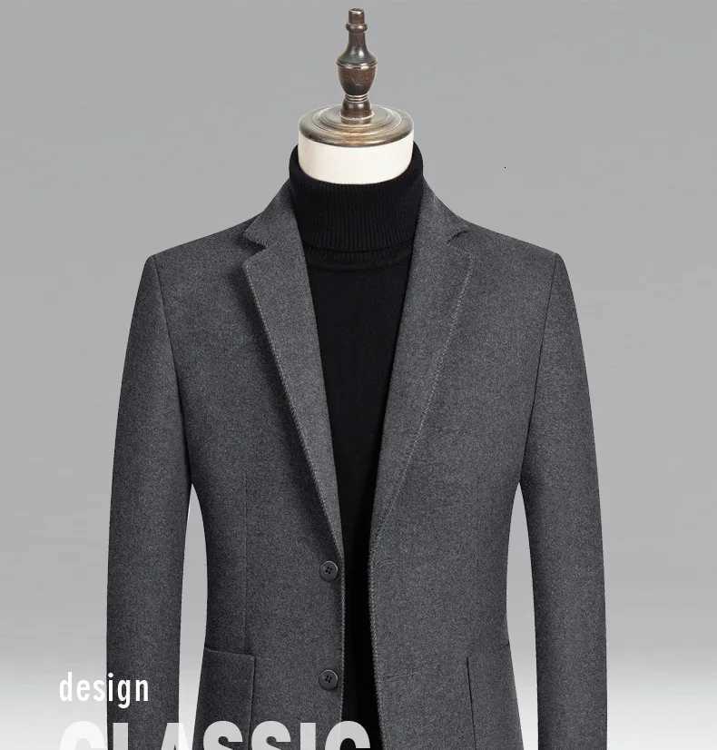 Blends Single Breasted Cardigan Coats Blazers Suits Men Long Sleeve Pockets Loose 2025 High Street Spliced Wool OuterwearT251025