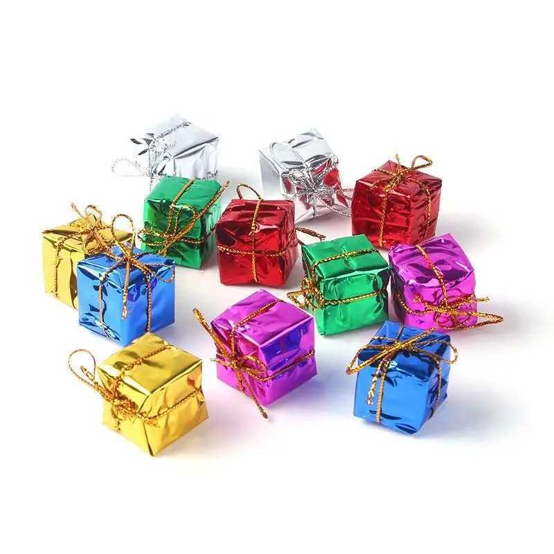 Christmas Mini Box Ornaments Foam Gift Box Color Candy Box Xmas Tree Hanging Pendant New Year Party Christmas Decoration C251024
