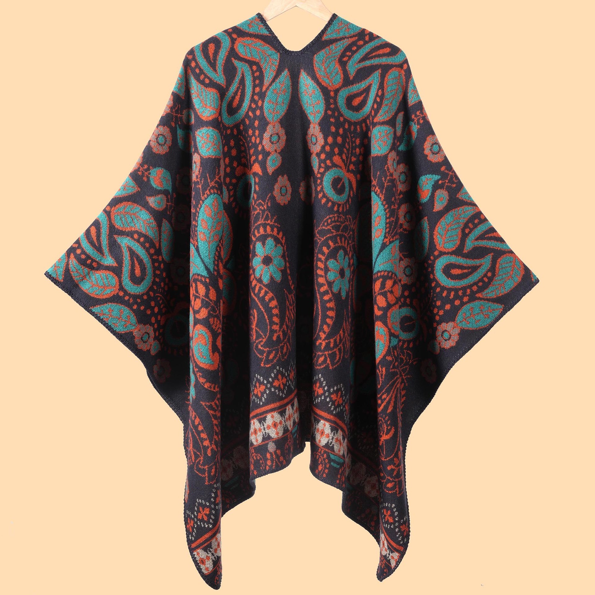 New Cashew HighQuality Jacquard Thickened Warm Shawl for Women Autumn Winter Outdoor ColdProof Cape