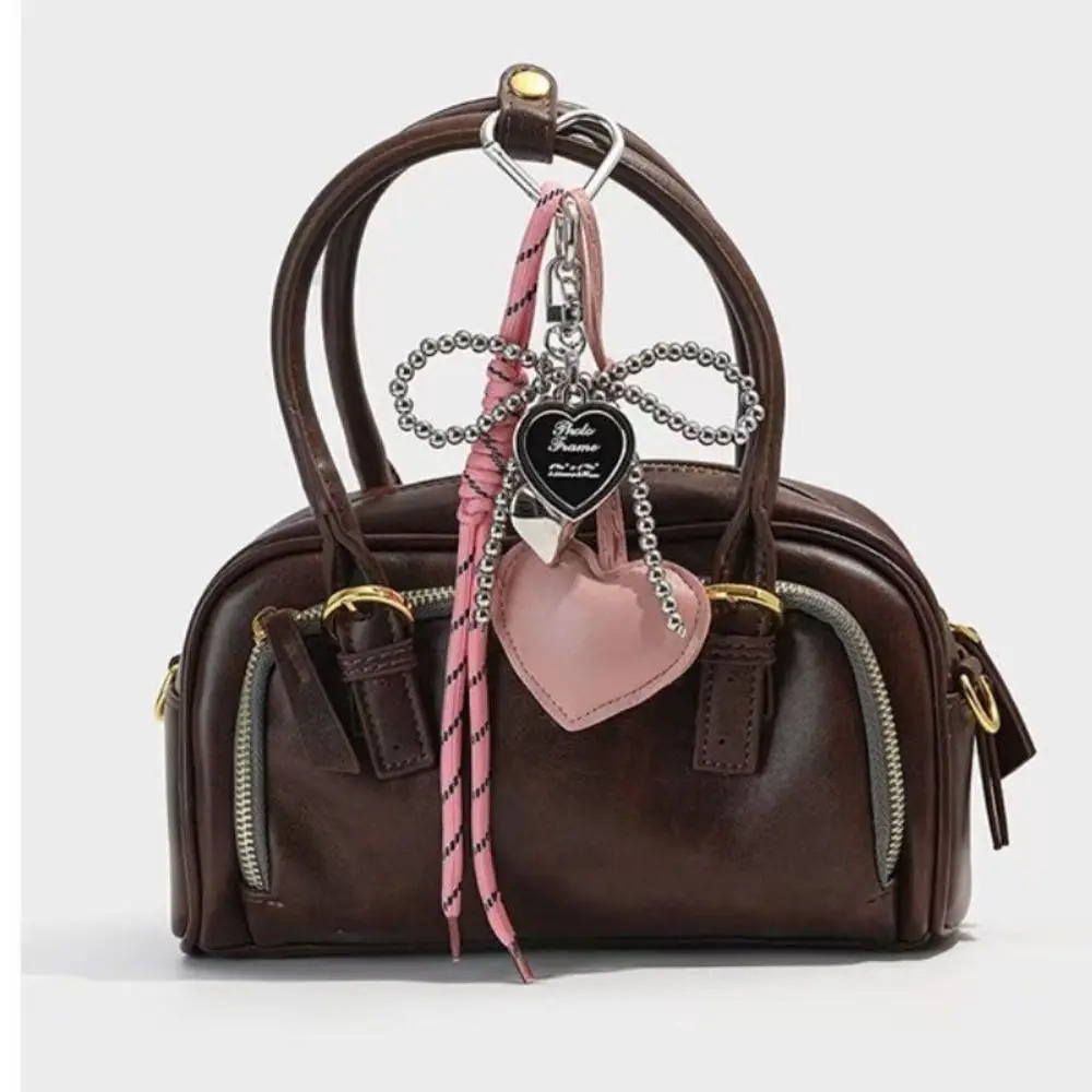 Charm Tassel Love Heart Pendant Creative Handmade Bowknot Keychain Cute Pearl Bow Keyring Bag Accessories 251023