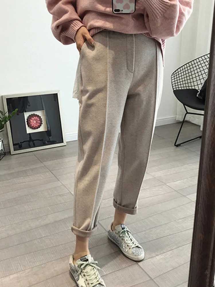Winter Thicken Women Pencil Pants Wool Pants Female 2023 Autumn High Waist Loose Trousers Capris Good FabricT251025