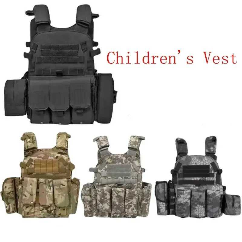 Nylon Gear Tactical Vest Body Protection Hunting Carrier Children Accories 6094 Pouch Training Cam Kid Camo Vest Y251022
