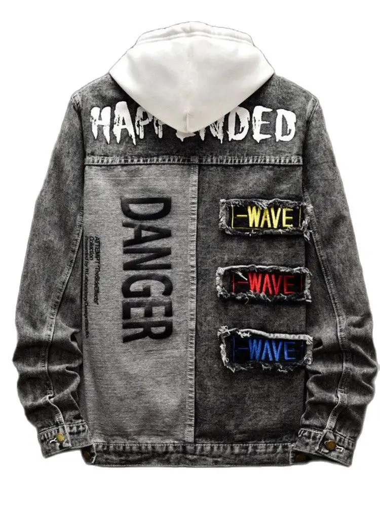 Men Vintage Denim Jacket Handsome Embroidery Jean Patchwork Long Sleeve Classic Outerwear Windbreaker Spring Autumn Coat 251017