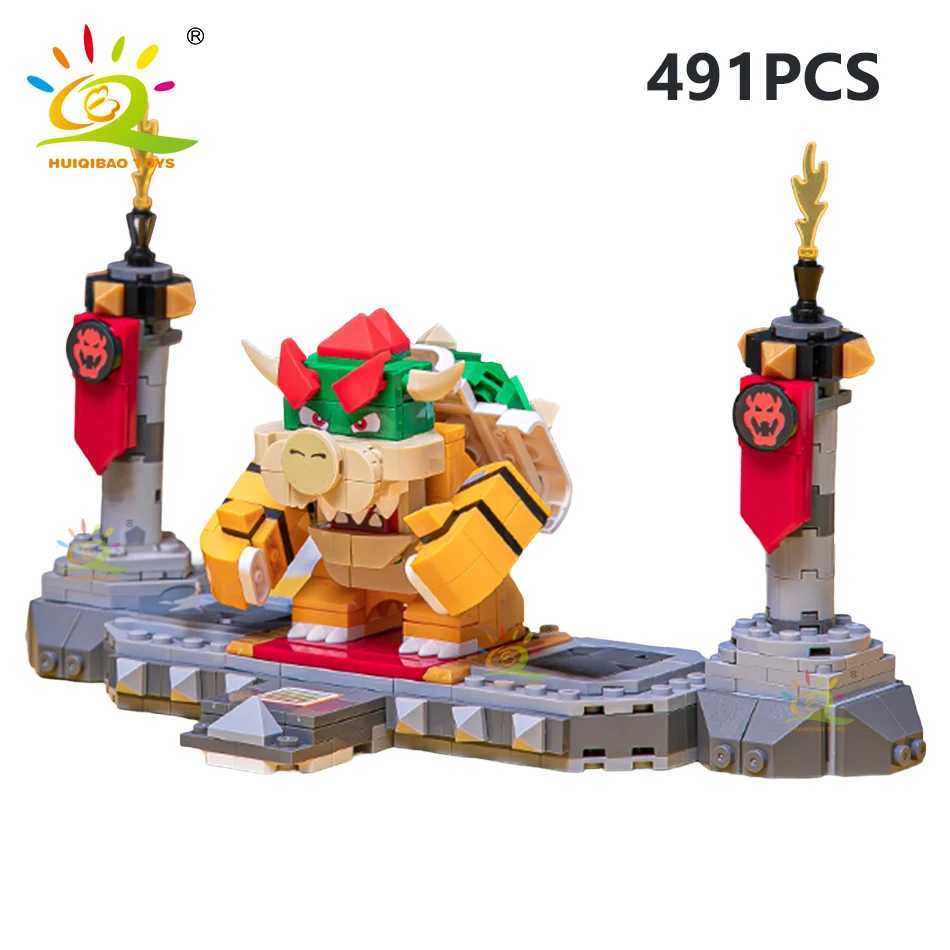 HUIQIBAO TOYS 491Pcs Boys DIY Japanese Games Cartoon Koopa With Combat Platform Building Blocks Bricks Toys Children Adult Gift C251023