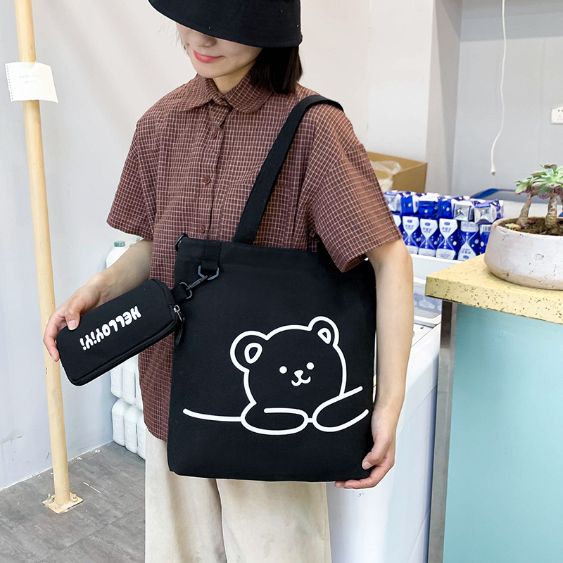 New designer student bag cartoon children's canvas bag tutoring elementary school canvas bag crossbody bag hand-held shoulder bag