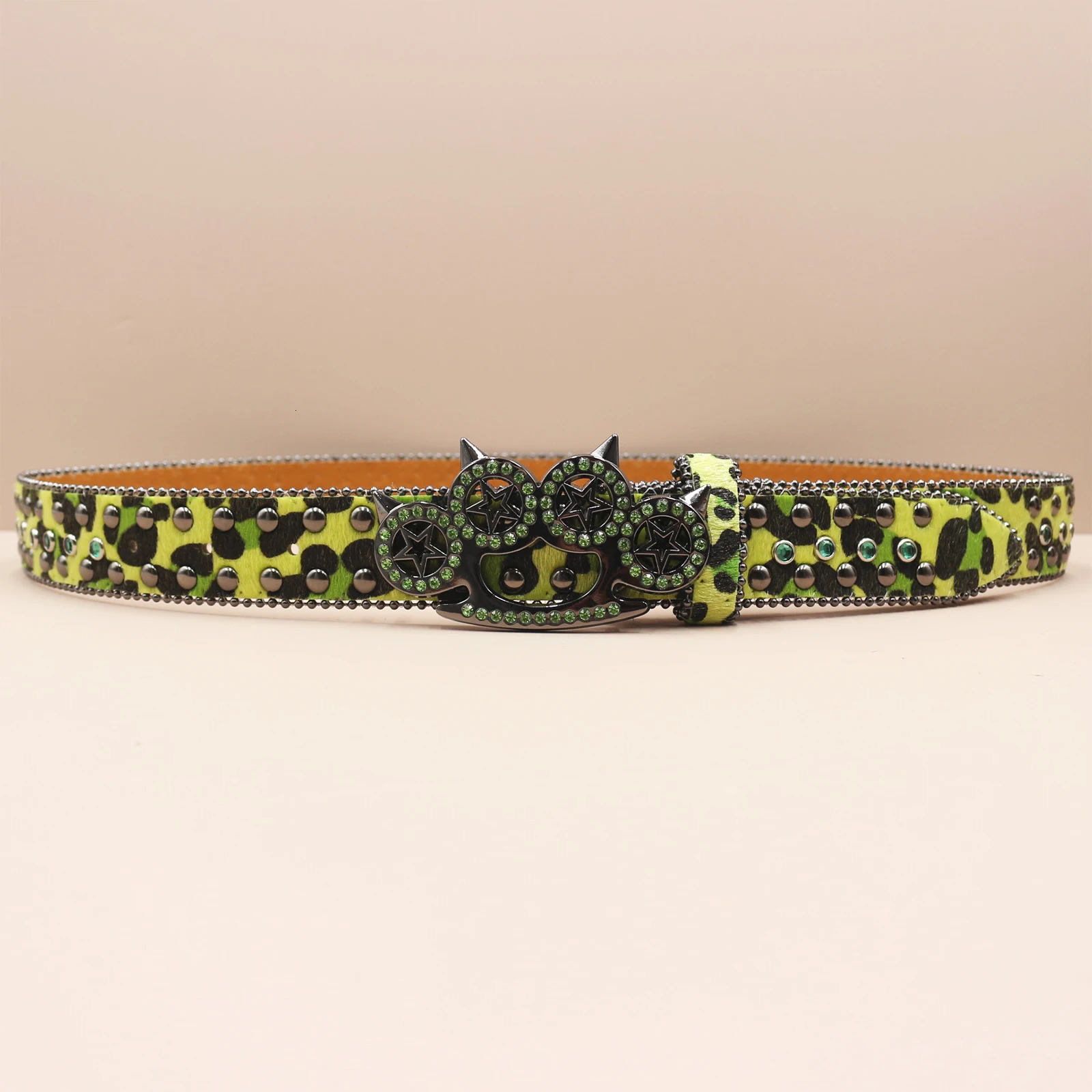 Womens Jeans Leopard Rhinestone Large Size Belt Mens Belt Western Denim Shiny Rivet Leather HipHop Rock Y2K Style Belt 251024
