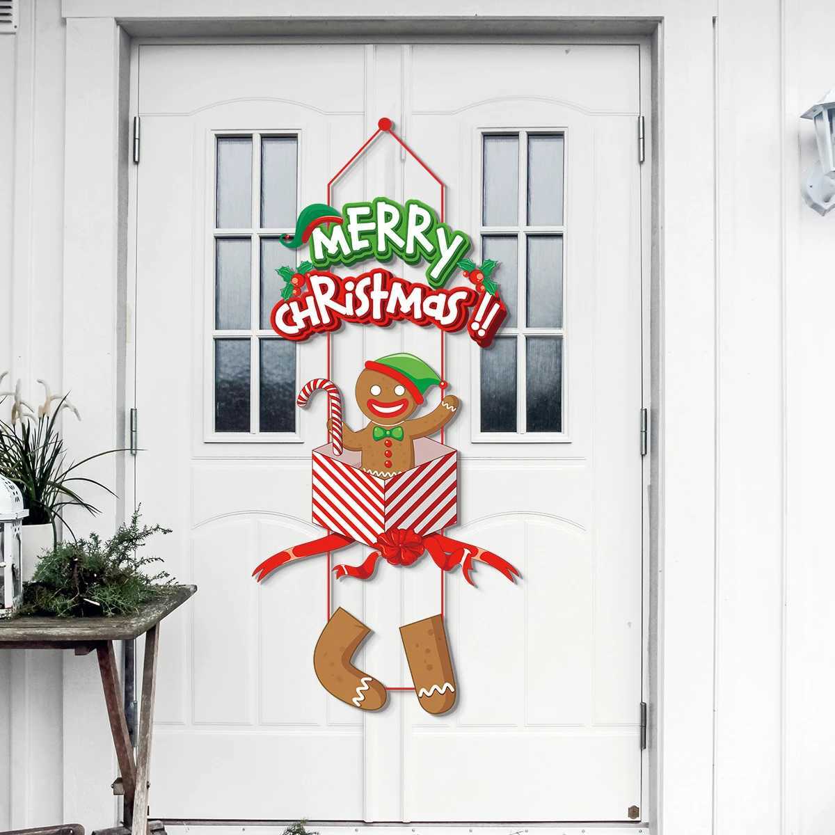 Merry Christmas Hanging Flag Porch Door Banner Santa Claus Snowman for Home Ornaments Door Decoration Supplies New Year Decor C251024