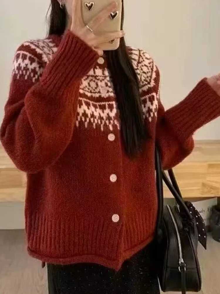 New Fashion Knitted Cardigan Sweater Women Autumn Winter Casual Loose Single Breasted Womens Sweater Coat with Hat Winter TopsT251025