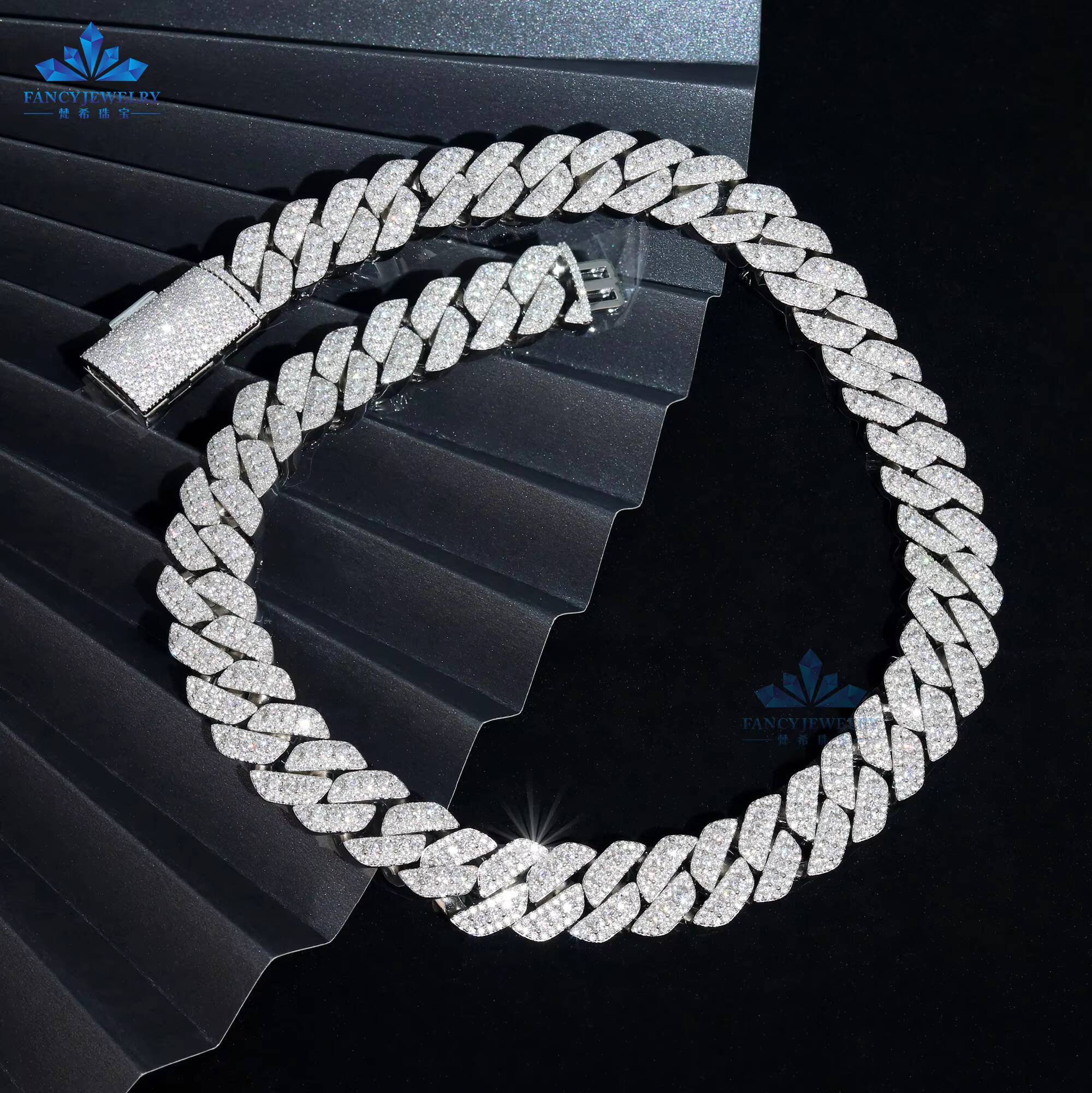 Women Men Necklace Hip Hop 925 Sterling Silver D Vvs Moissanite Diamond Iced Out Cuban Link Chain 18MM Cuban Necklace