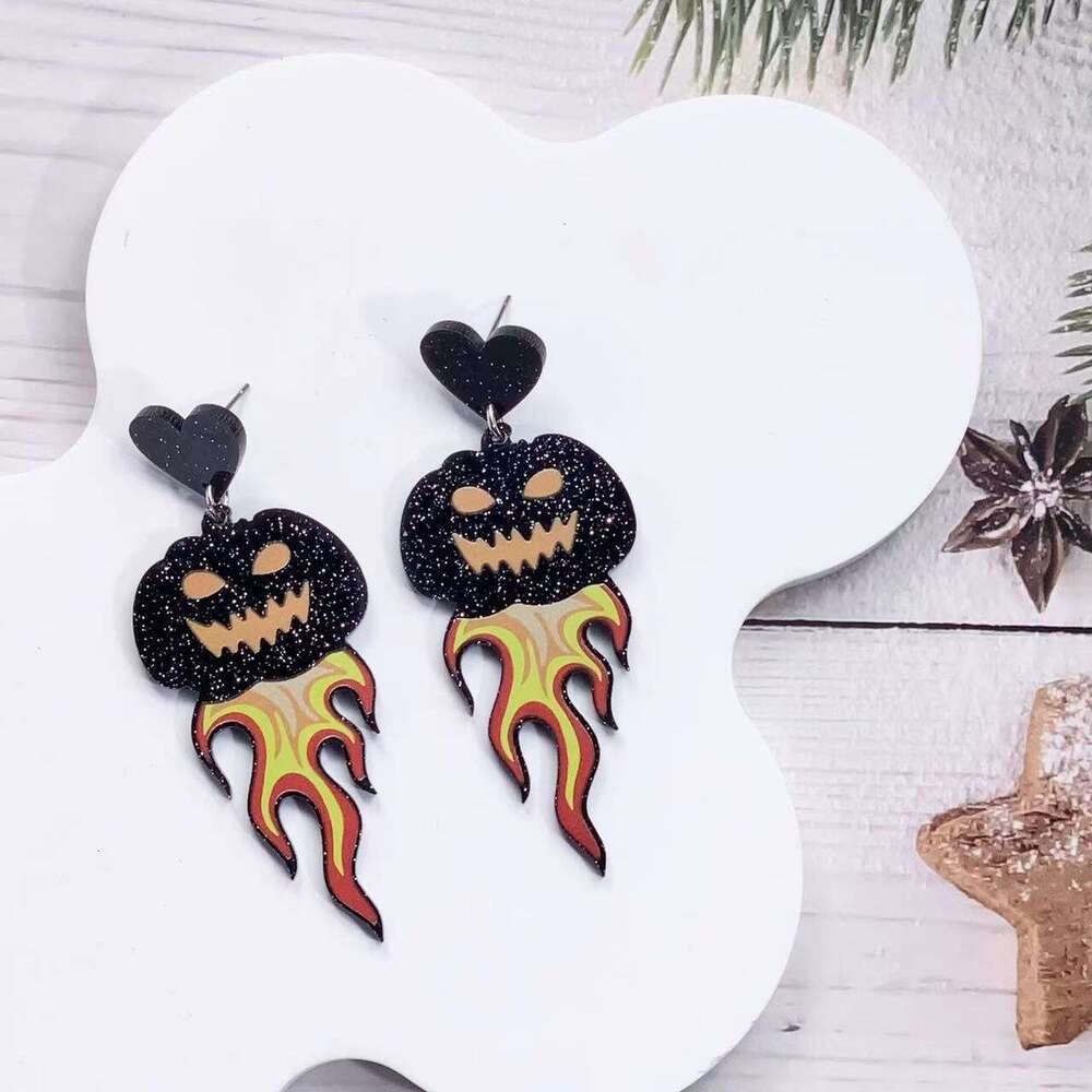 New Halloween Printed Cute Funny Earrings for Women Ins Design Sense Alien Pumpkin Ear Jewelry Accessories