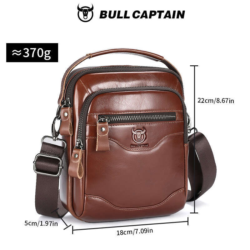 Captain Cow Goods Top Layer Cowhide Single Shoulder Crossbody Genuine Leather Men S Inch High End Multifunctional Bag High Quality designer
