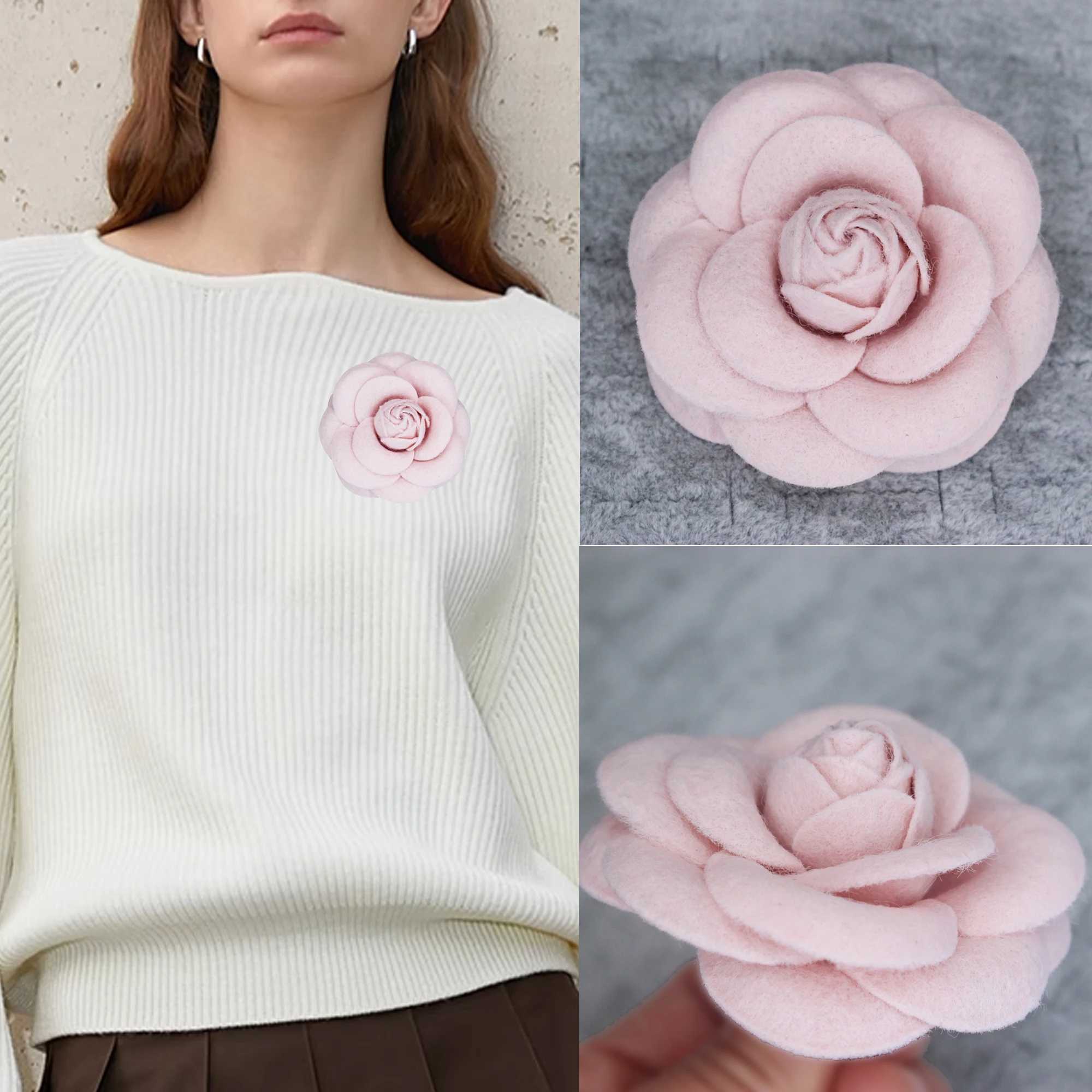 Big Fabric Camellia Brooch Luxury Imitation Wool Pin Brooches for Women Fashion Clothes Corsage Jewelry Accessories J251115