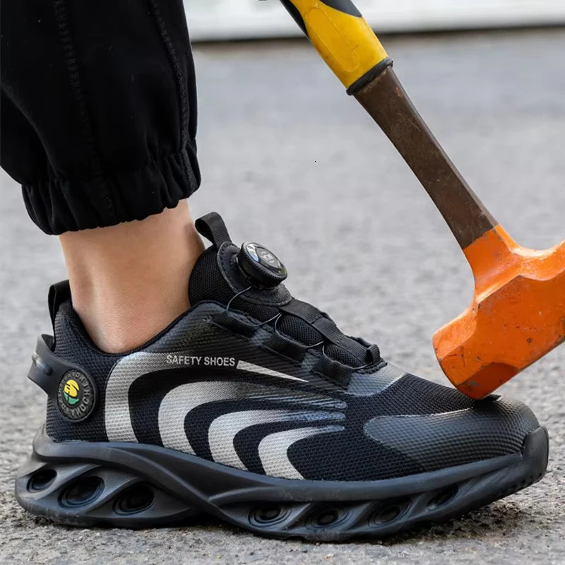 Rotary Buckle Work Sneakers Protective Shoes Lightweight Safety Shoes PunctureProofAntismash Steel Toe Shoes Work Boots Men 251023