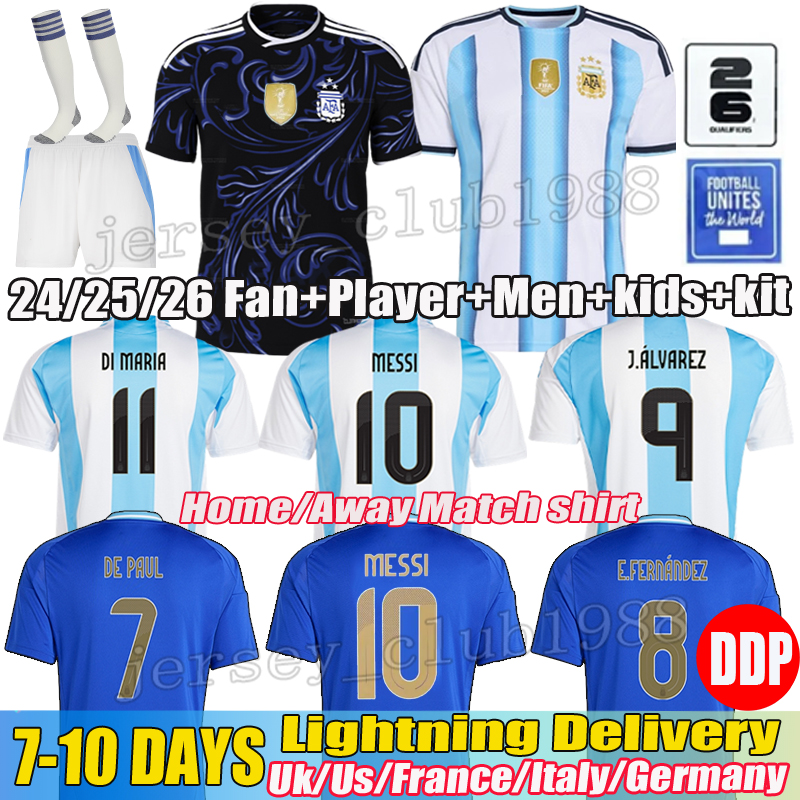 25 26 Argentinas soccer Jerseys MESSIS GARNACHO DE PAUL National Team MARTINEZ Maradona kids kits Football Shirt 24 SUAREZ Miamis FC Argentinas Jersey 25 26