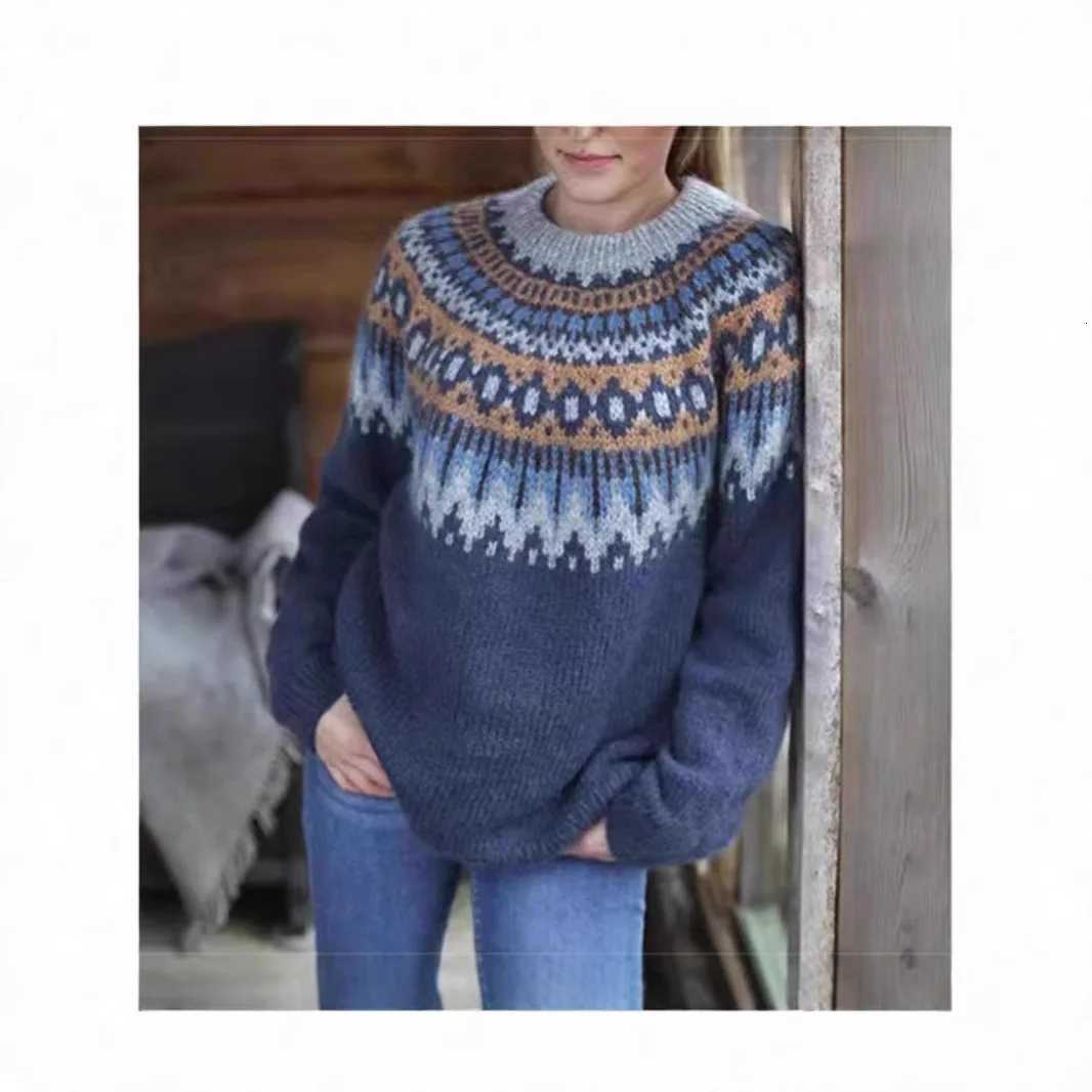 Womens Clothes Sudaderas Knitted Fashionable Printed Longsleeved Pullover Loose Autumn And Winter Warm Sweater Klamotten DamenT251025