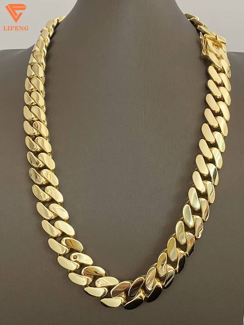 14k Gold Plated 20mm Big Miami Cuban Link Bracelet Chain Luxury Cuban Men Gold Bracelet Necklace Hip Hop Jewelry