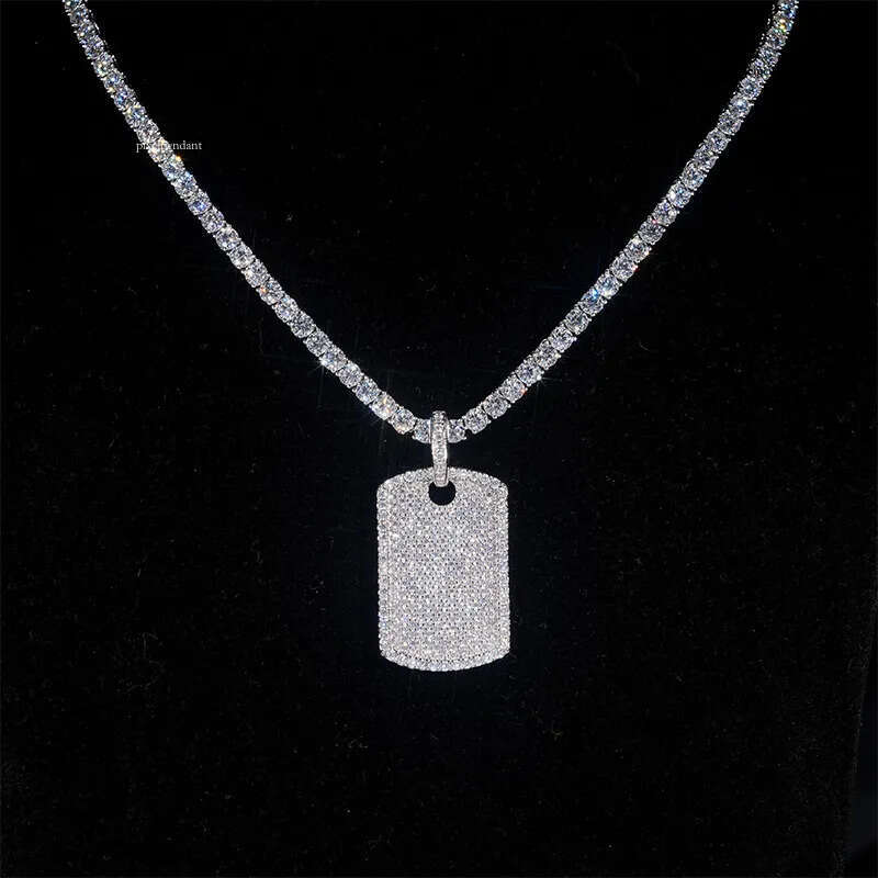 Tennis trendy pendant moissanite Cuban chain necklace hip-hop jewelry for men Gift A