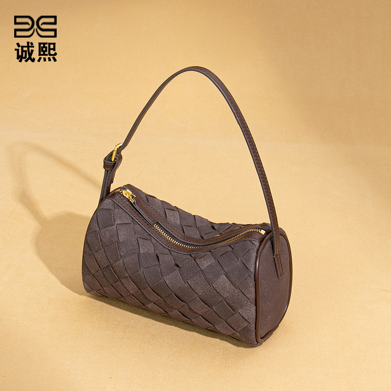 Luxury Brand Designer Bag New Nubuck Leather Handwoven Bag, Light Luxury Niche Shoulder Underarm Bag, Handheld Versatile Trendy Crossbody Pillow Bag