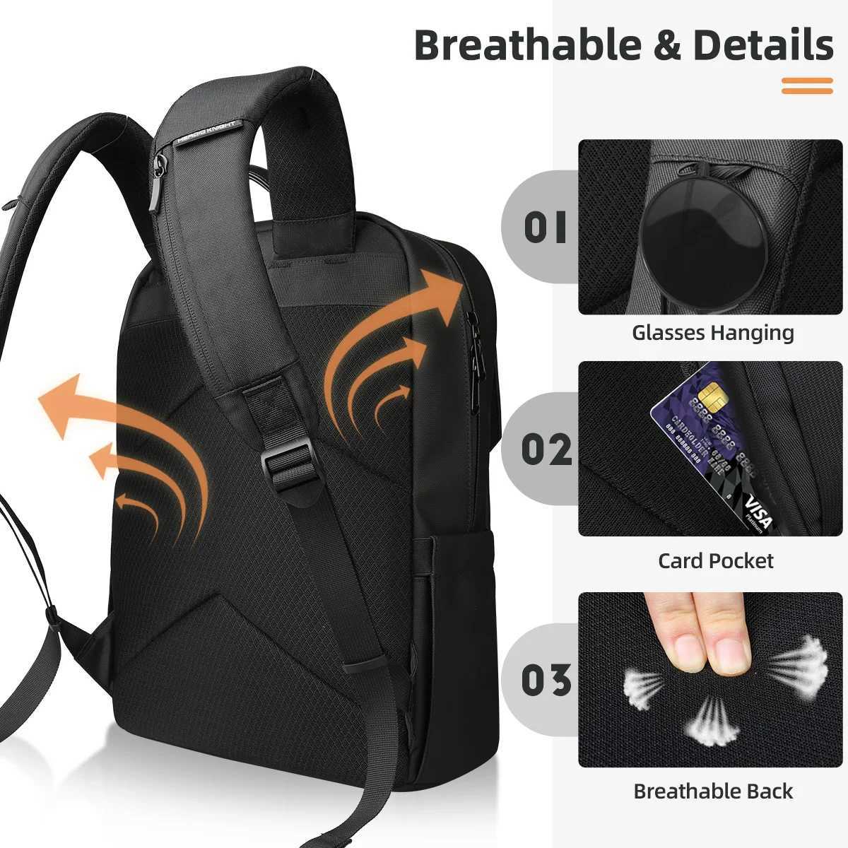 HK Stylish Business Backpack for Men Waterproof 156 inch Flap Laptop Backpack Multiple Pockets Casual Daypack for Work School W251025