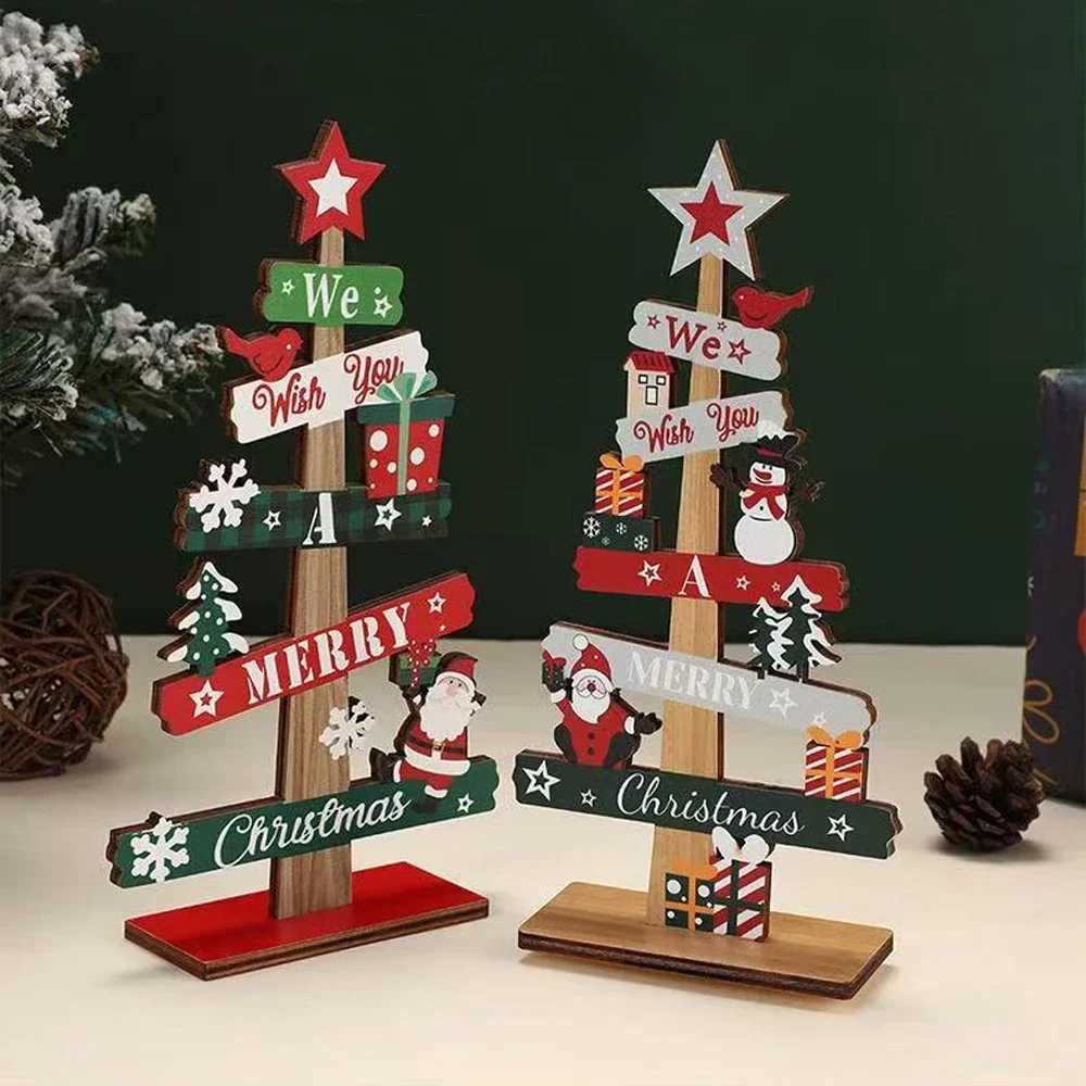 Runto 1pc Wooden Xmas Tree Ornaments Santa Claus Snowman 2025 Merry Christmas Home Decoration New Year Desktop Decor Navidad C251024