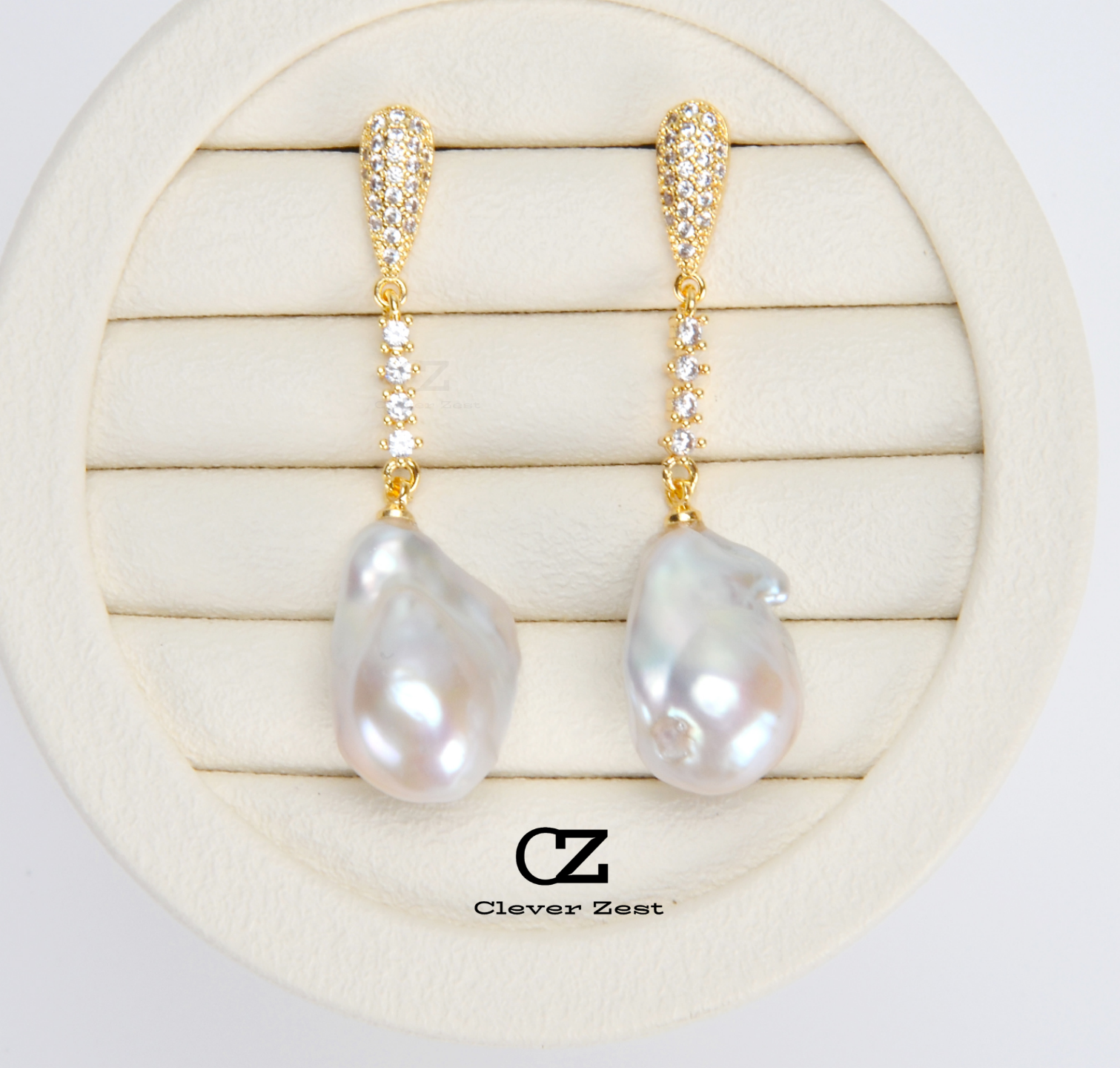 Natural White Large Baroque Pearl Earrings with Dynamic Design 14K Gold-Filled Fashionable Versatile Style Trendy Anniversary Gift Best Friend Gift