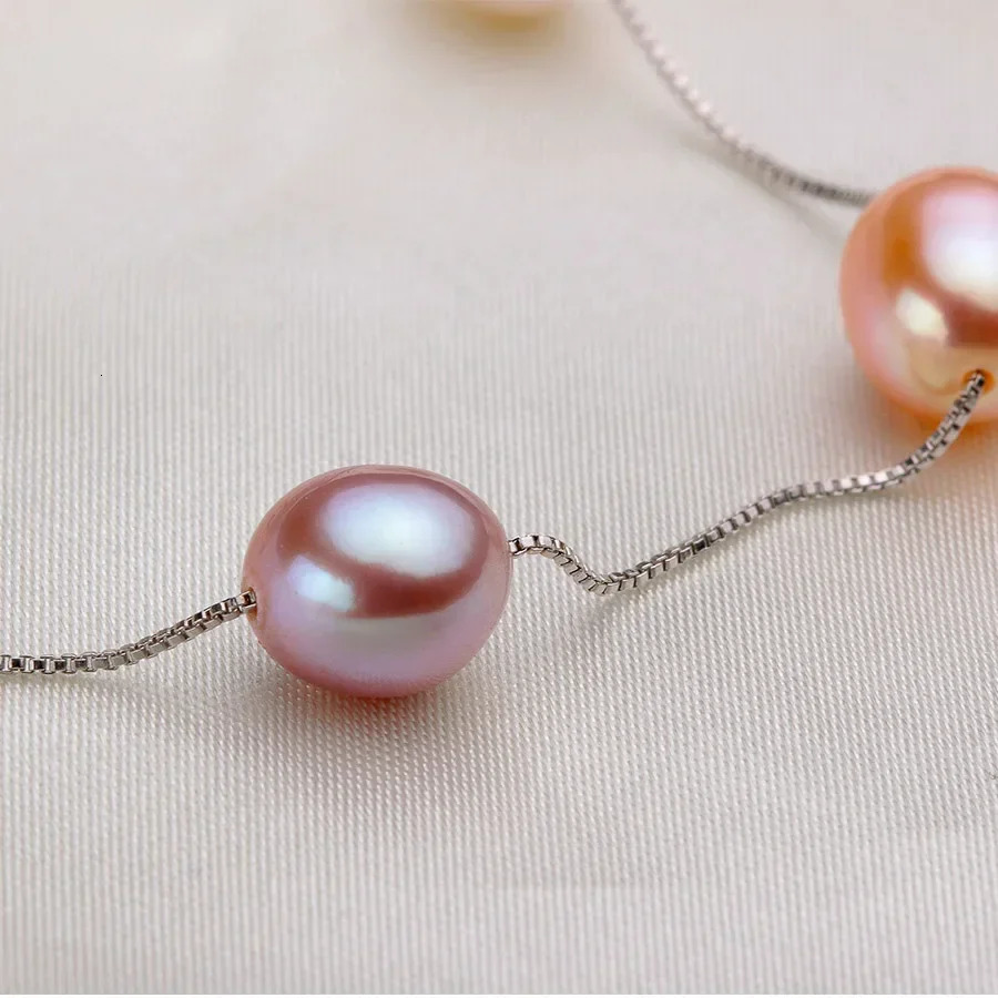 HENGSHENG 45cm AAAA Natural Freshwater Pearl Chains Necklaces For Women Fashion S925 Silver White Pink Purple Real Pearl Jewelry 251016