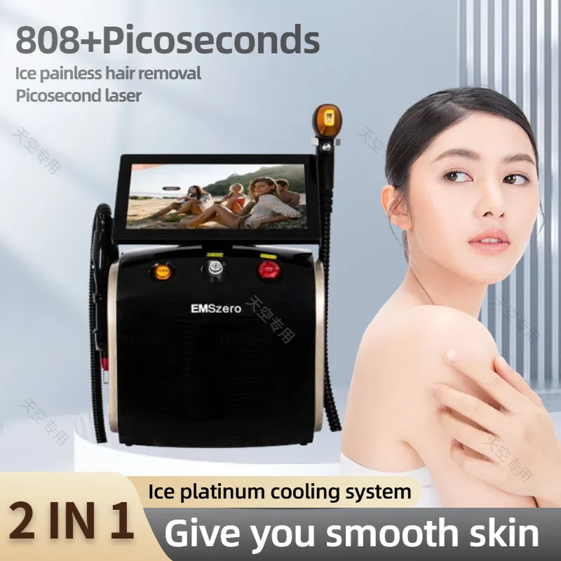 High Power 3500W Diode Laser Sapphire 808nm Cold Painless Hair Removal+Laser Tattoo Pigment Spot Removal For Face Whole Body Salon