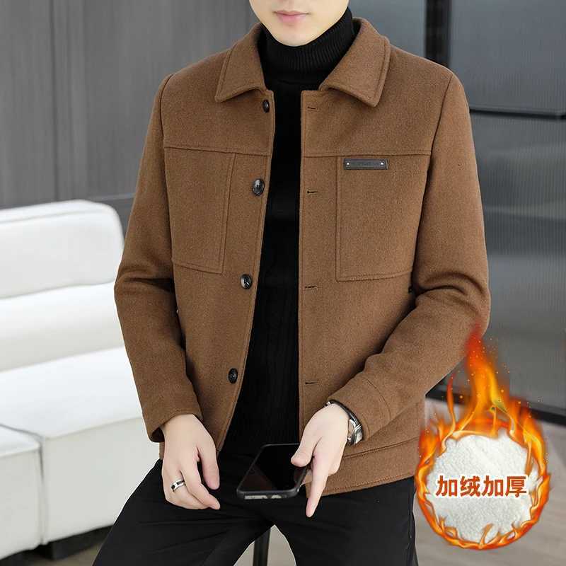 Brand Winter Woolen Jackets Men Thick Warm Lamb Wool Short Trench Coat Solid Color Versatile Casual Business Social OvercoatT251025