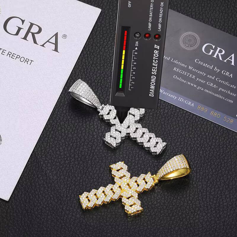 Elegant Religious 925 Silver Pendant with Monssanite in the Shape of a Cross Collection of Mossinate Cross Pendants Charms