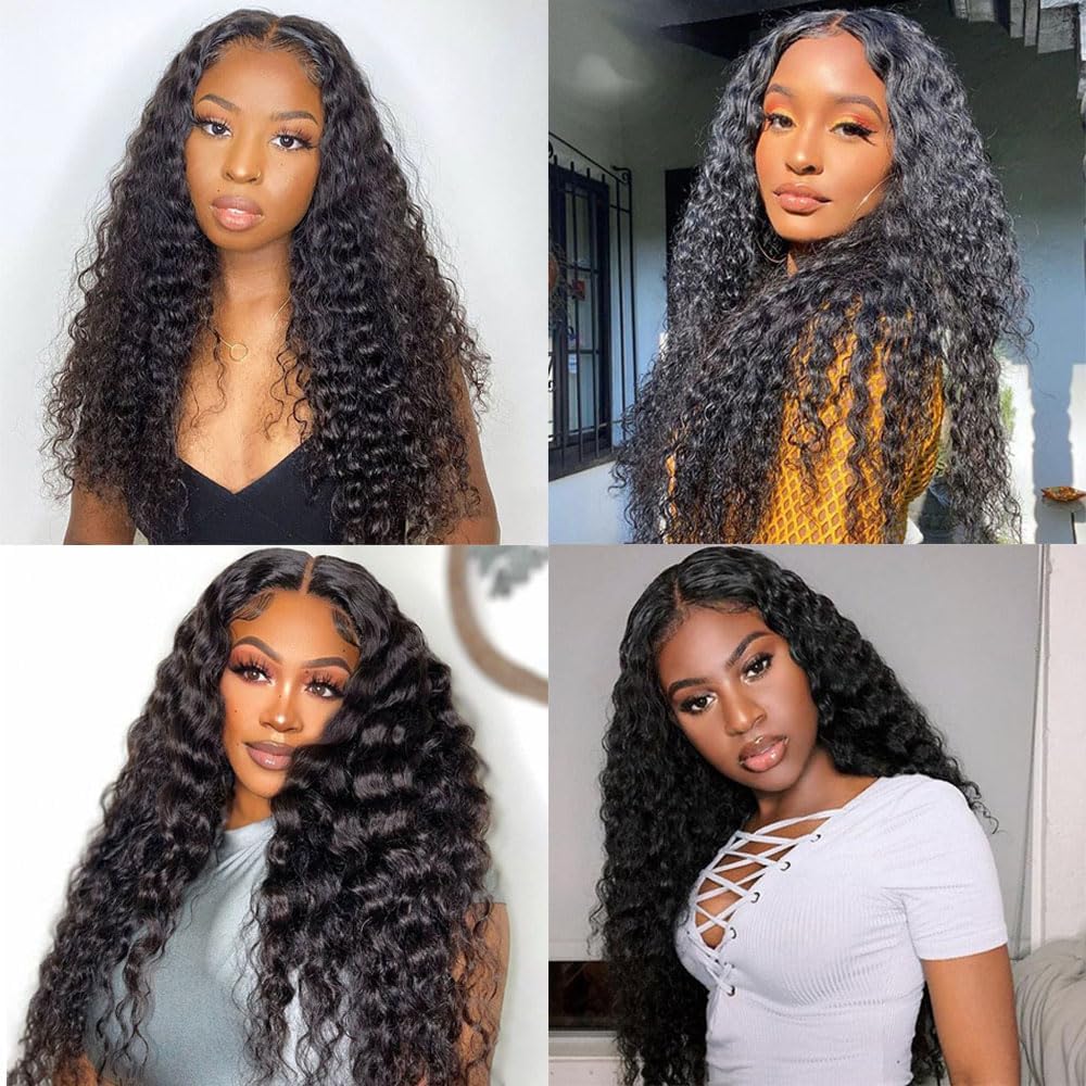 Deep Wave Human Hair Bundles 8-32 Inch 100% Unprocessed Virgin Hair Deep Curly Natural Black Wet And Wavy Bundles - 1 Pack Style Keep Texture Silky So