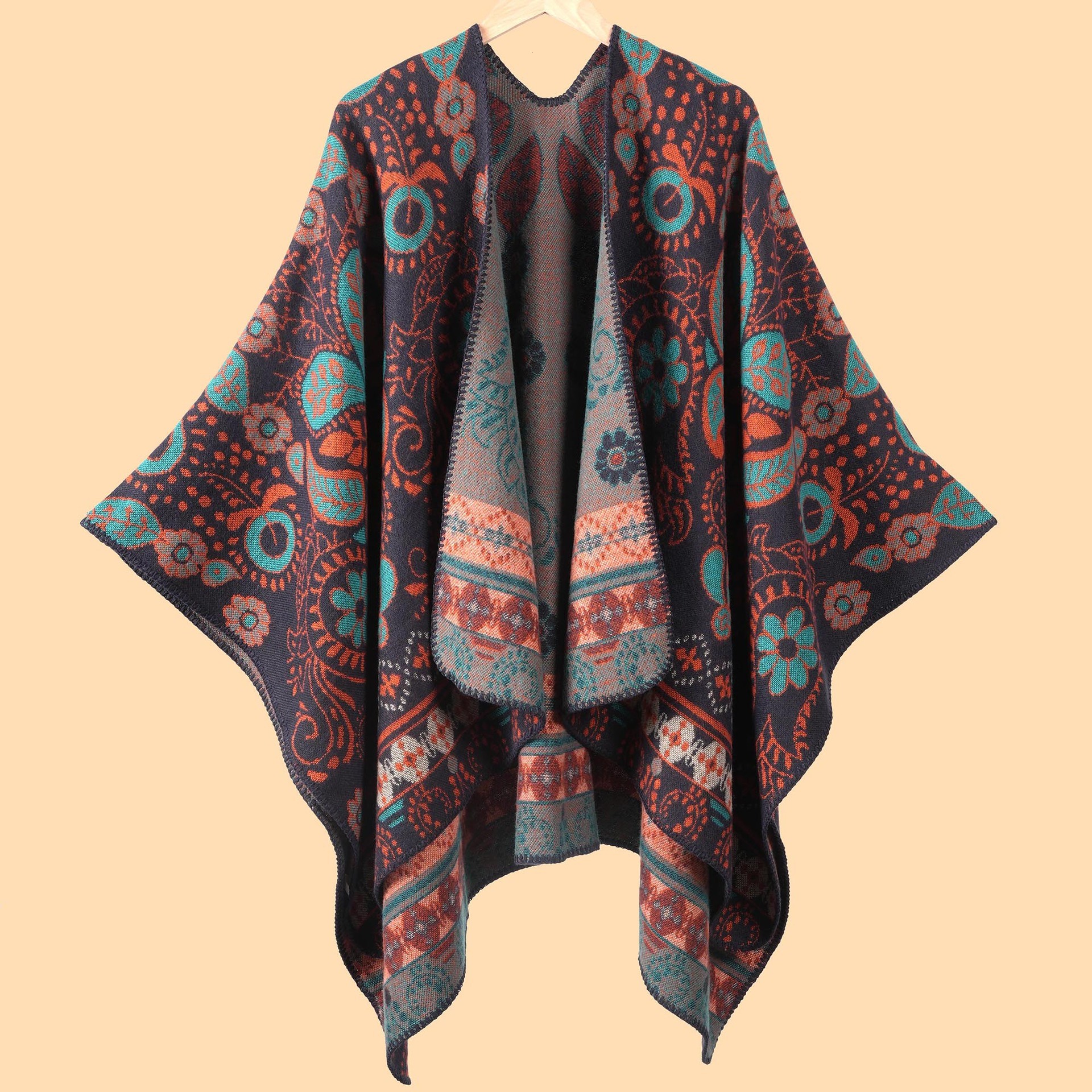 New Cashew HighQuality Jacquard Thickened Warm Shawl for Women Autumn Winter Outdoor ColdProof Cape