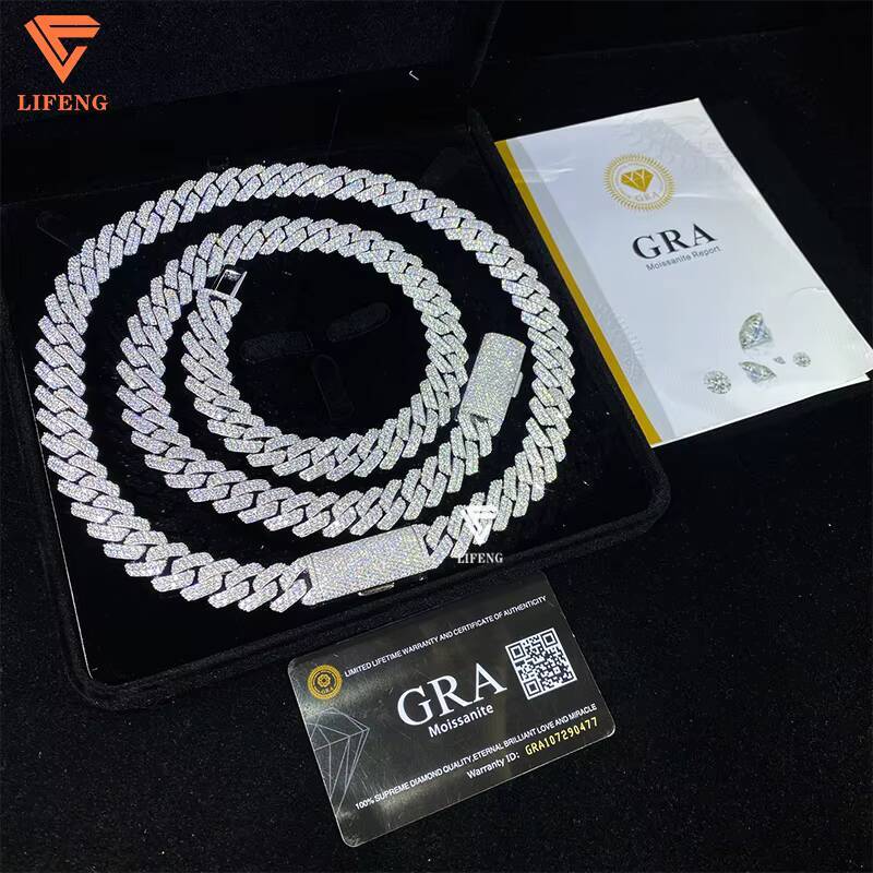 Ready Ship 14mm High Quality 925 Sterling Silver Cuban Link Chain Factory Direct Mens Hip Hop Necklace Diamond Test Moissanite