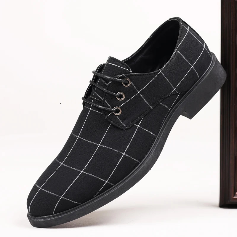 Mens Formal Shoes Canvas Shoes Pointed Wedding Shoes Lace Up Business Casual Shoes Mens Formal Shoes Business Casual Series 251023