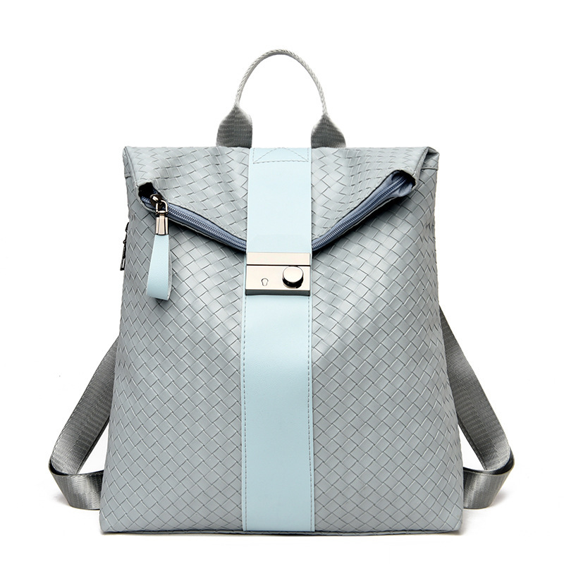 New woven double backpack designer style women's casual bag Korean fashion student tutorial anti-theft bag large capacity bag