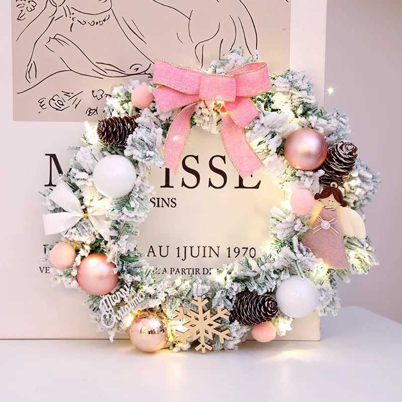 Christmas Decorations 40cm Snowfall Christmas Wreath 2025 New Christmas Door Hanging Vine Circle Scene Decoration Props C251024