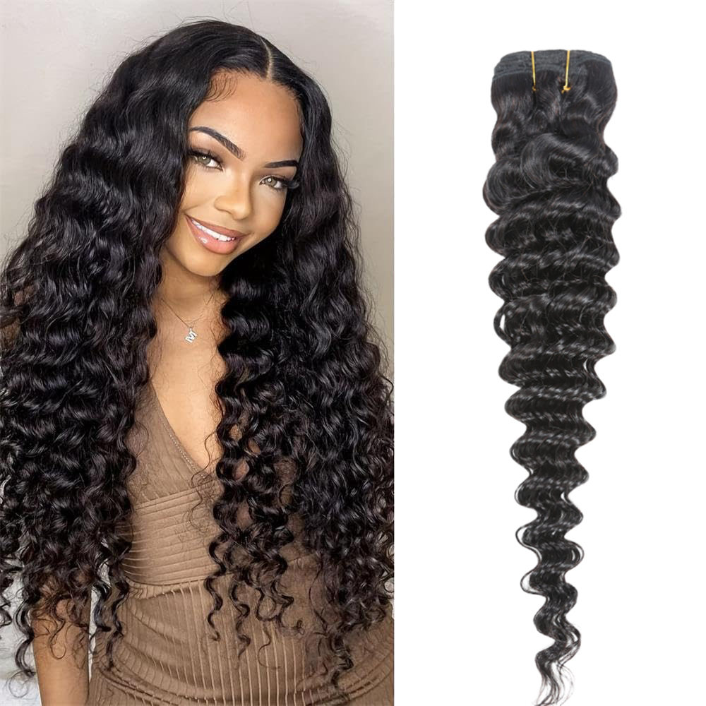 Deep Wave Human Hair Bundles 8-32 Inch 100% Unprocessed Virgin Hair Deep Curly Natural Black Wet And Wavy Bundles - 1 Pack Style Keep Texture Silky So