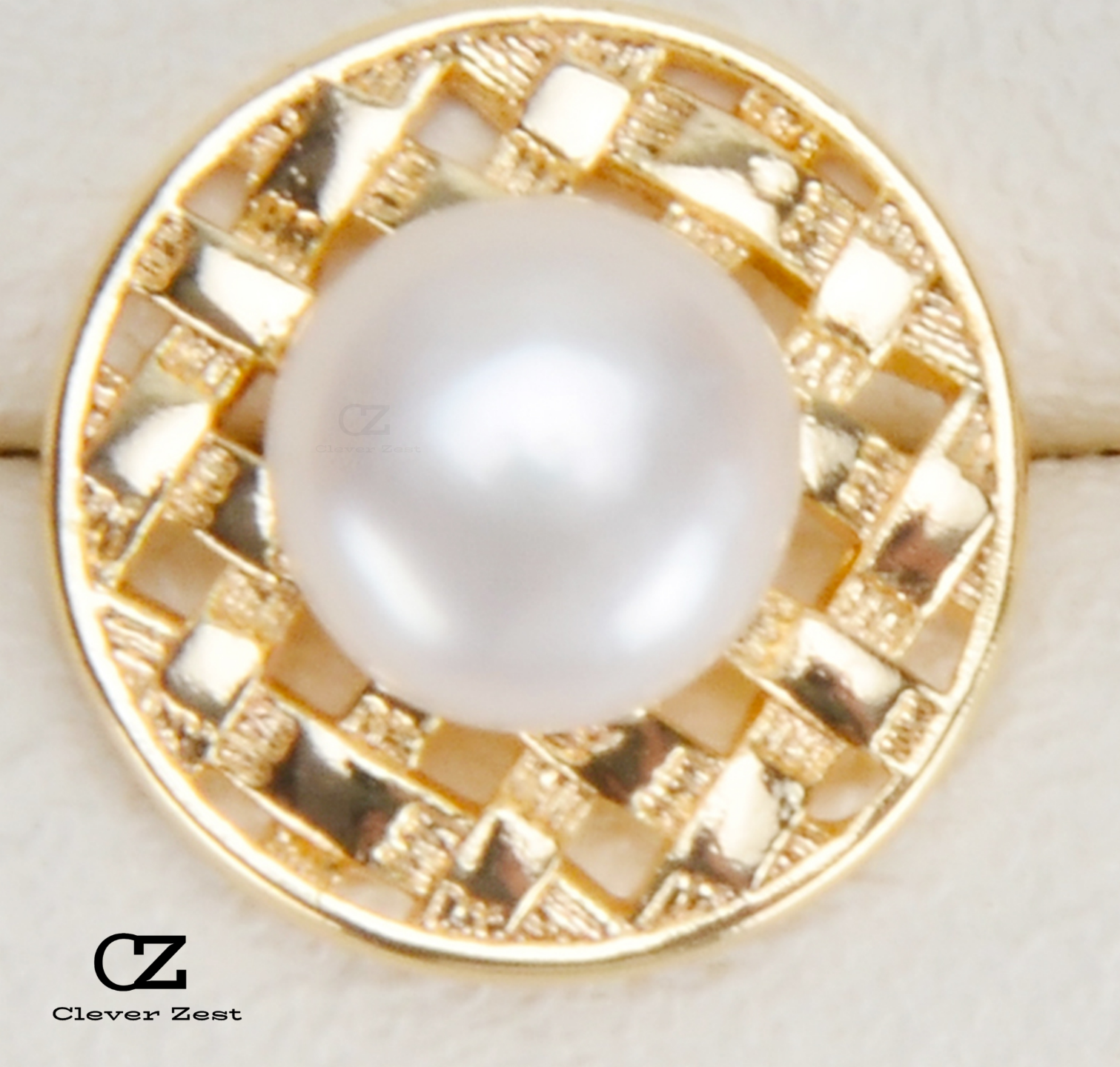 Natural White Pearl Grid Stud Earrings 14K Gold-Filled Fashion Versatile and Trendy Anniversary Gift Bestie Gift
