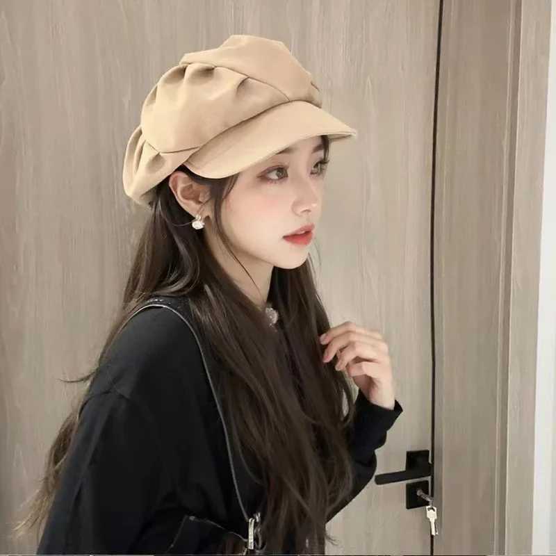 Cloud hat wens pleated bag face recognition small octagonal hat travel daily leisure beret Y251025
