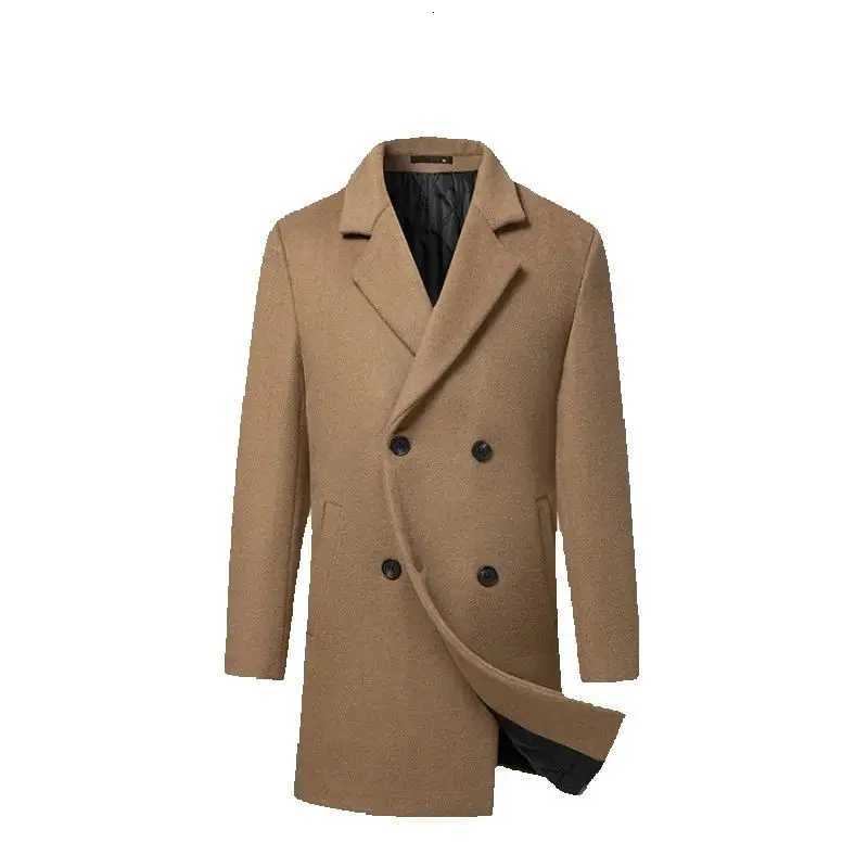 Highquality mens fashionable and stylish solidcolor casual autumn and winter coat with wool and cotton midlength coatT251025