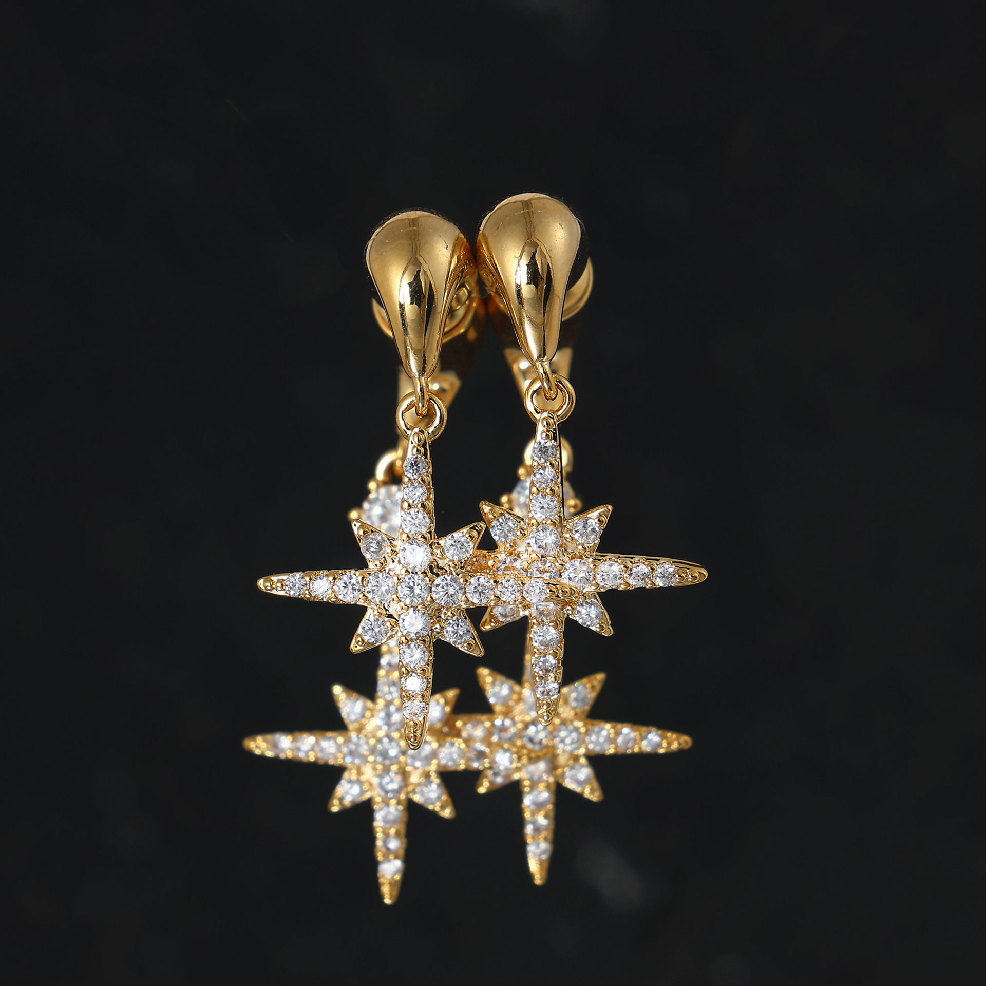 Designer earrings S999 pure silver sun shining star zircon earrings, simple and luxurious star earrings Luxury earrings free shipping gift for women