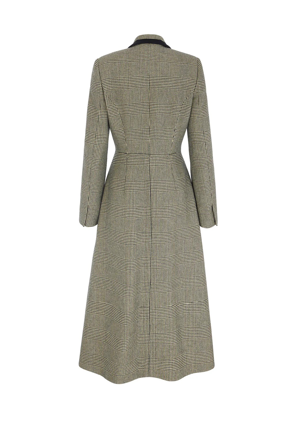 Elegant Houndstooth Long Coat For Women Warm Peaked Lapel Double Breasted Jacket Only Blazer Custom Made