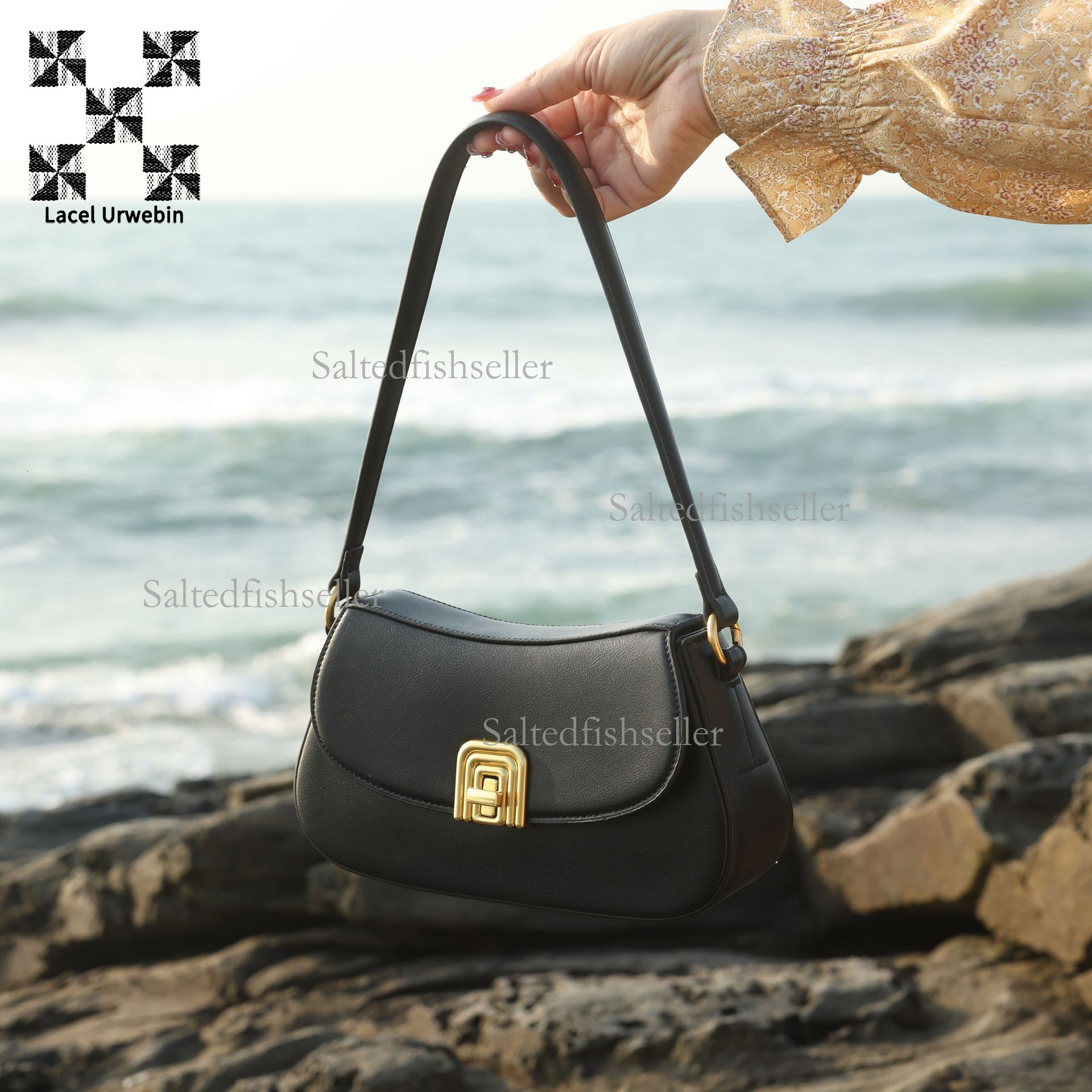 Lacel Urwebin Designer New Women's Saddle Bag Korean Fashion Handbag Commuter Simple Solid Color Single Shoulder Crossbody Bag PU Three Dimension