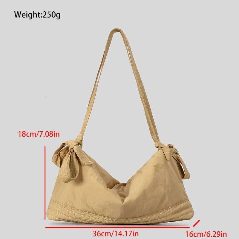 Girls Lightweight Underarm Bags Women Candy Color Bow Zipper Single Shoulder Crossbody Bag Puffy Elegant Commute Handbags Purses 251023 1025