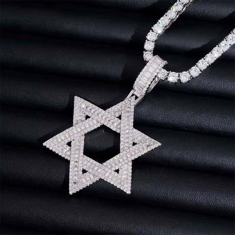 Factory Price Pass Diamond Tester Iced Out Solid 925 Sterling Silver Gold Plated VVS baguette Moissanite in the Custom Pendants