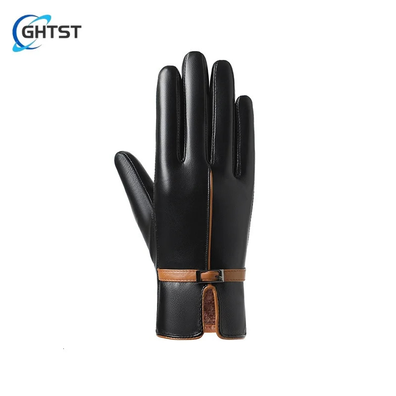 Korean Winter Warm Women Leather Gloves Outdoor Riding Driving with Wool Thickened AntiWind Cold Gloves Male 251023