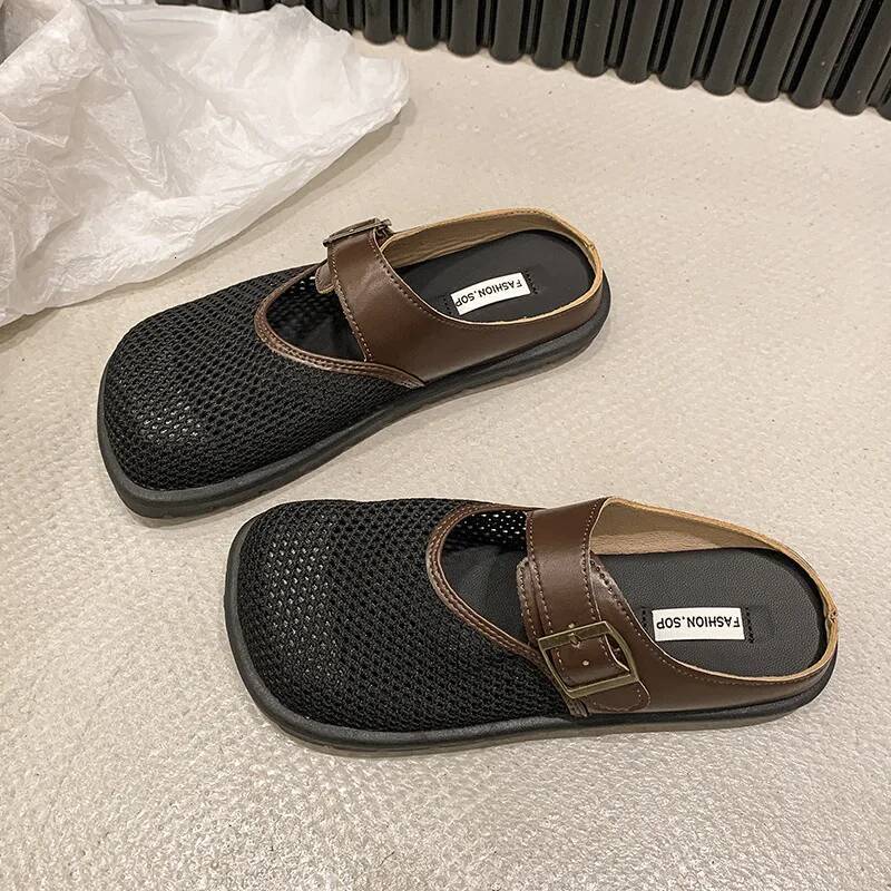 Mesh Flats Slippers Sandals 2024 Slides spring autumn New Outdoor Fashion Cusual Soft Sole Dress Women Shoes Zapatos Mujer ddmythur